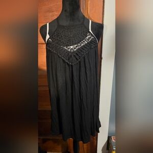 Miholl Black Lace Women's Tank Top